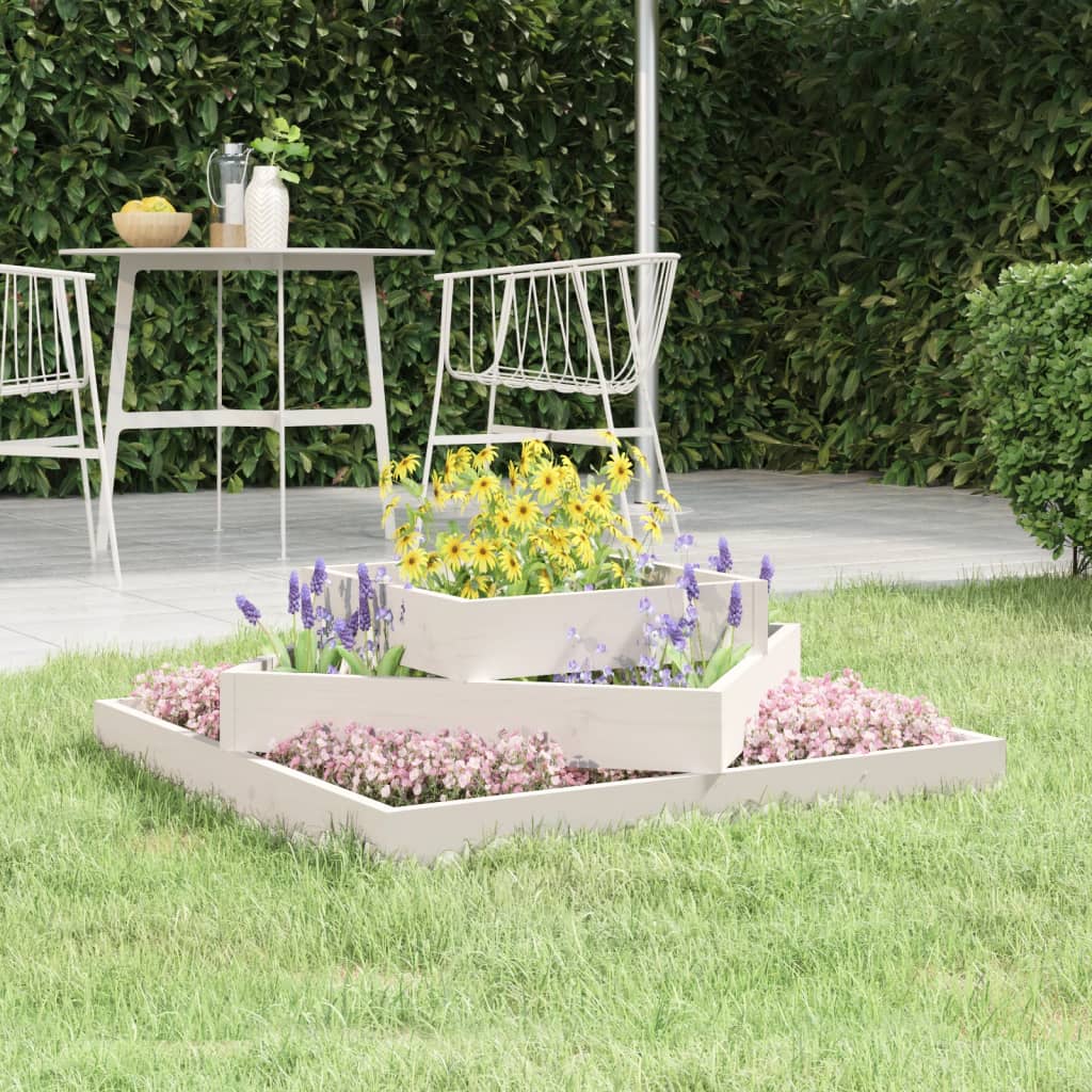 Plantenbak 83X83X27 Cm Massief Grenenhout Wit