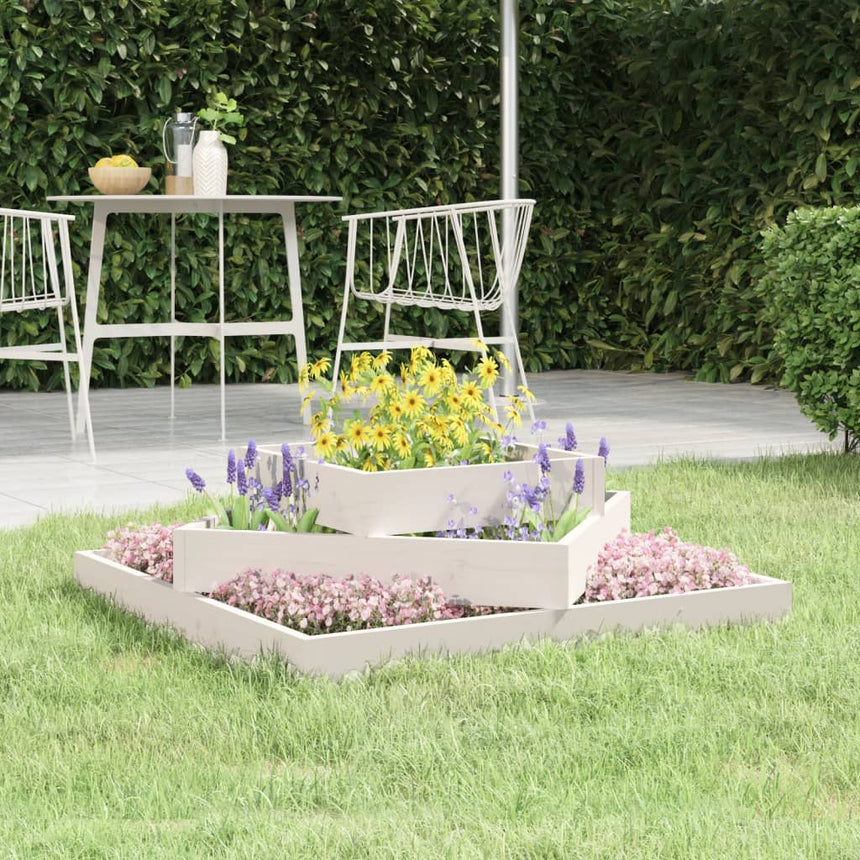 Plantenbak 83X83X27 Cm Massief Grenenhout Wit