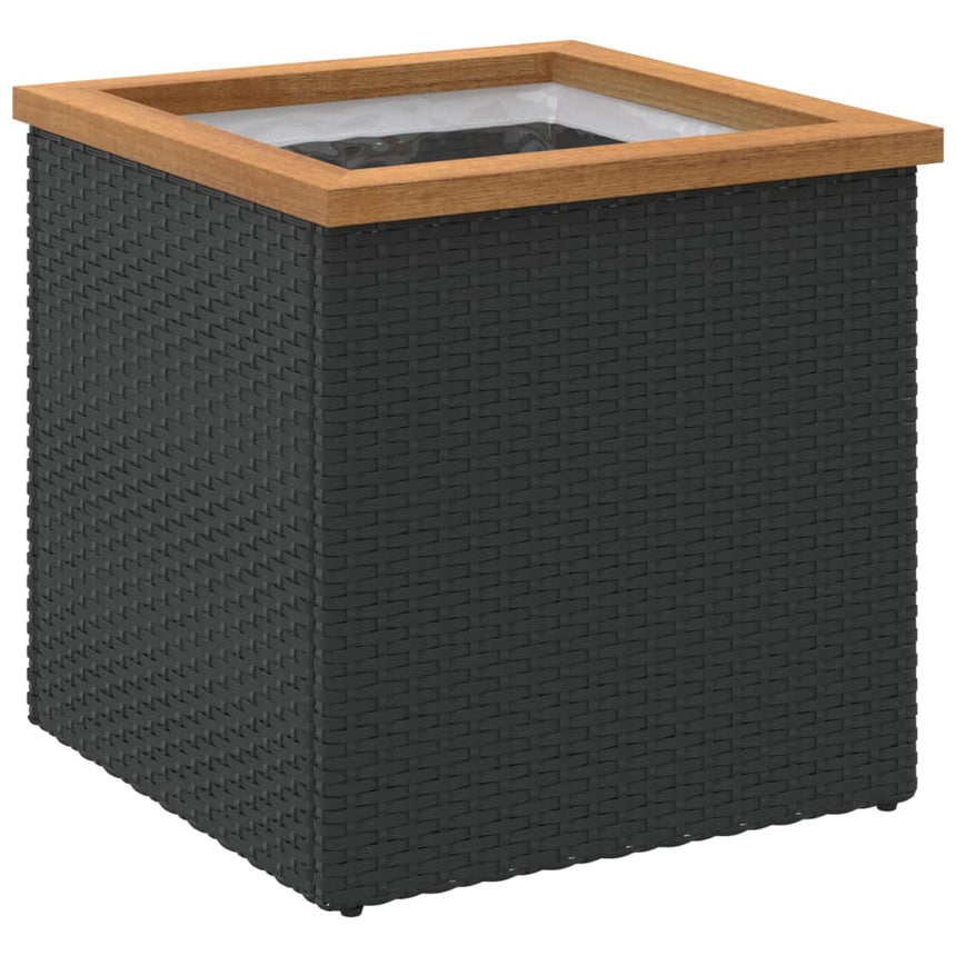 Plantenbak Poly Rattan Zwart