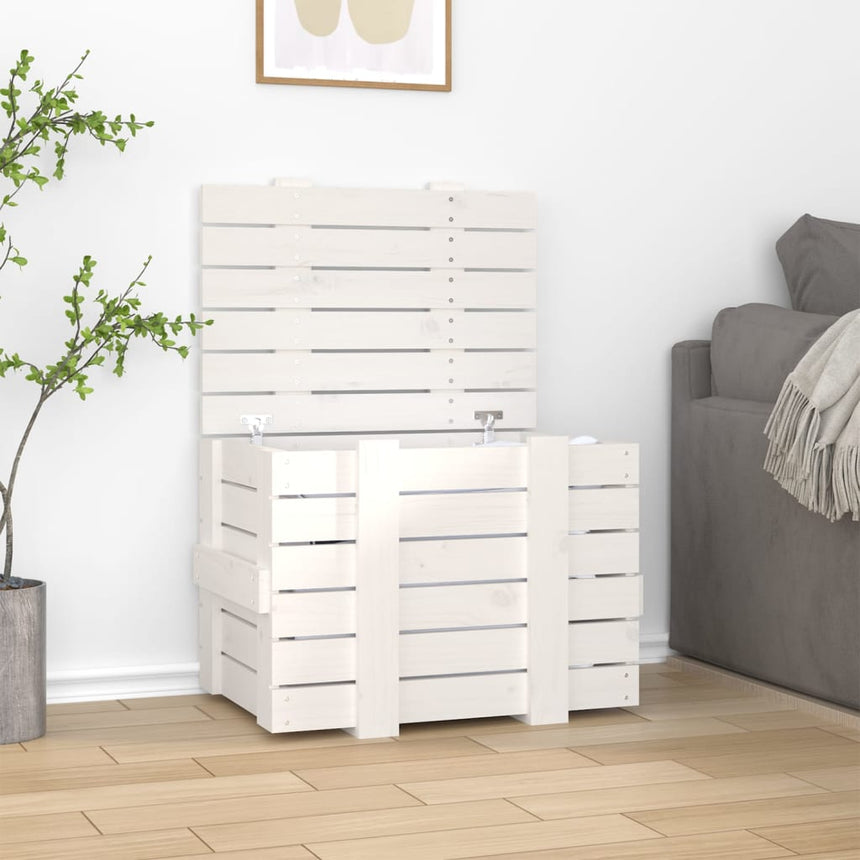 Opbergbox 91X40,5X42 Cm Massief Grenenhout Wit