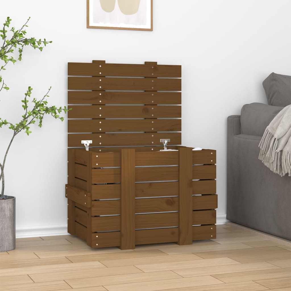 Opbergbox 58X40,5X42 Cm Massief Grenenhout Honingbruin