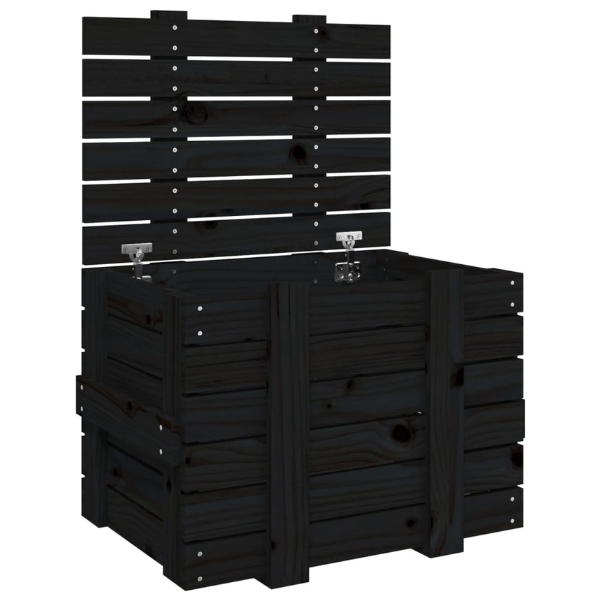 Opbergbox 58X40,5X42 Cm Massief Grenenhout Zwart
