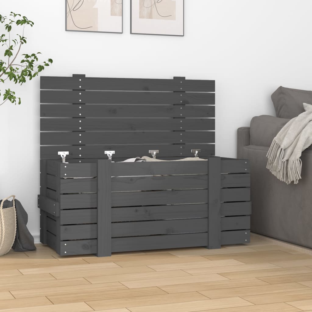 Opbergbox 91X40,5X42 Cm Massief Grenenhout Grijs