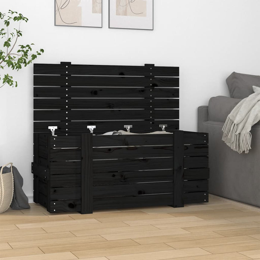 Opbergbox 58X40,5X42 Cm Massief Grenenhout Zwart