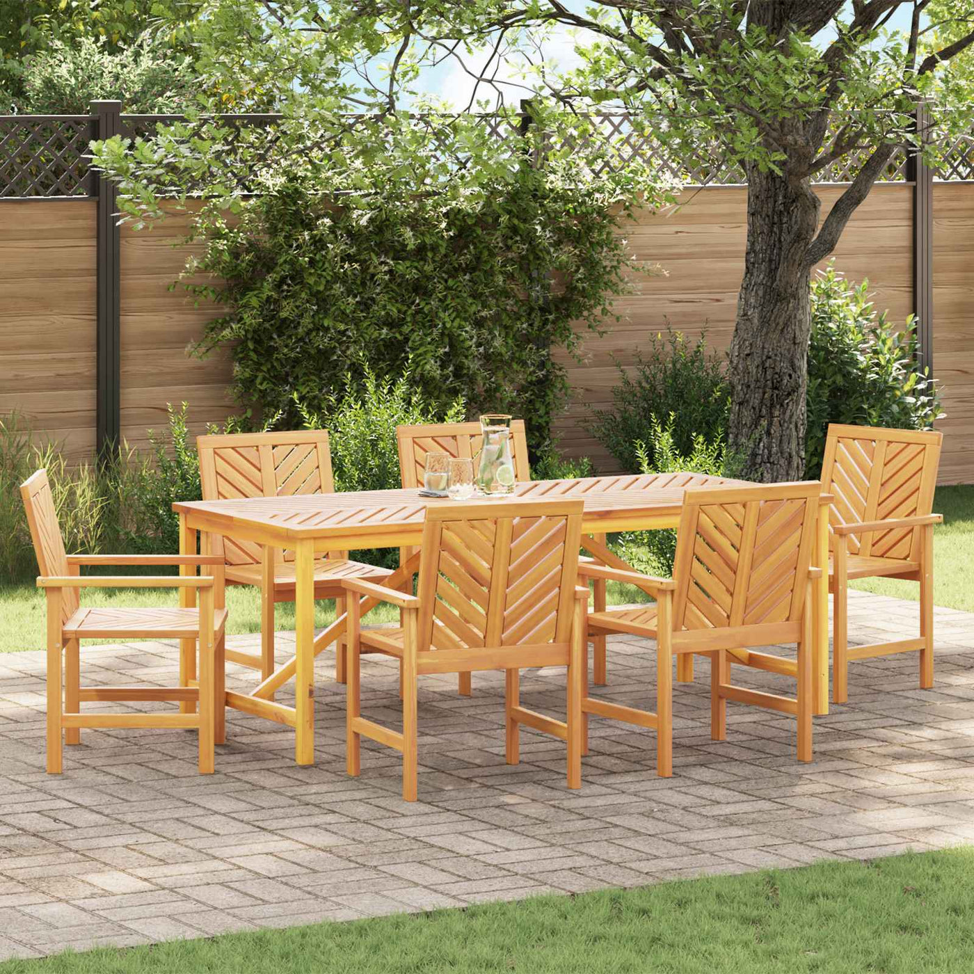 vidaXL Ensemble de salle à manger pour jardin 7 pc Marron