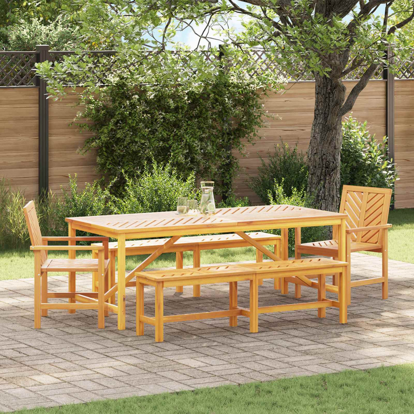vidaXL Ensemble de salle à manger pour jardin 5 pc Marron
