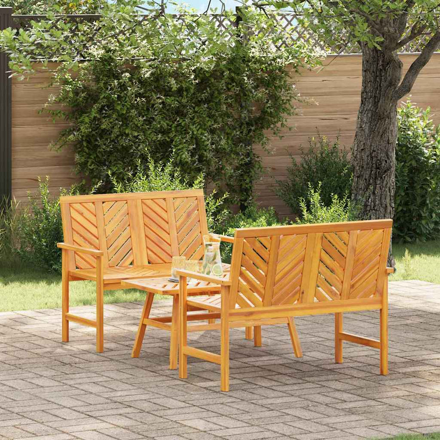 vidaXL Ensemble de salon de jardin 3 pcs Marron Bois d'Acacia Massif
