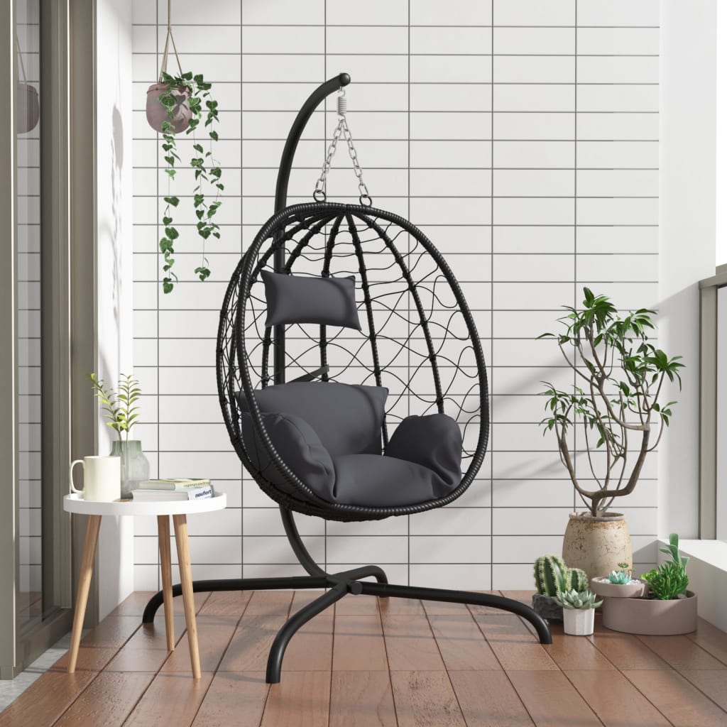 Hangende Ei-Stoel Met Kussen Poly Rattan & Staal