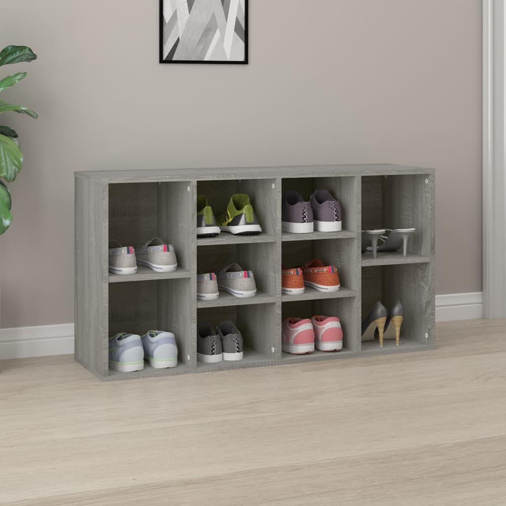 Schoenenbank 103X30X55 Cm Bewerkt Hout Eiken Grijs Sonoma