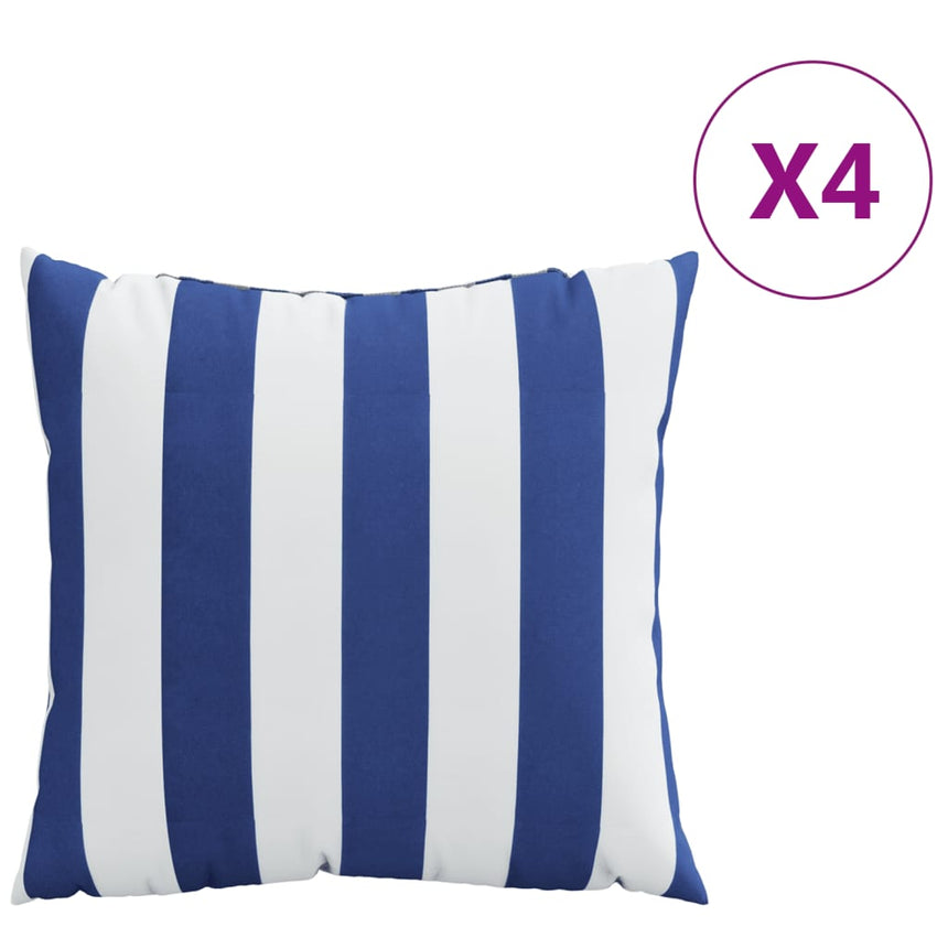 Sierkussens 4 St Gestreept 50X50 Cm Stof Blauw En Wit