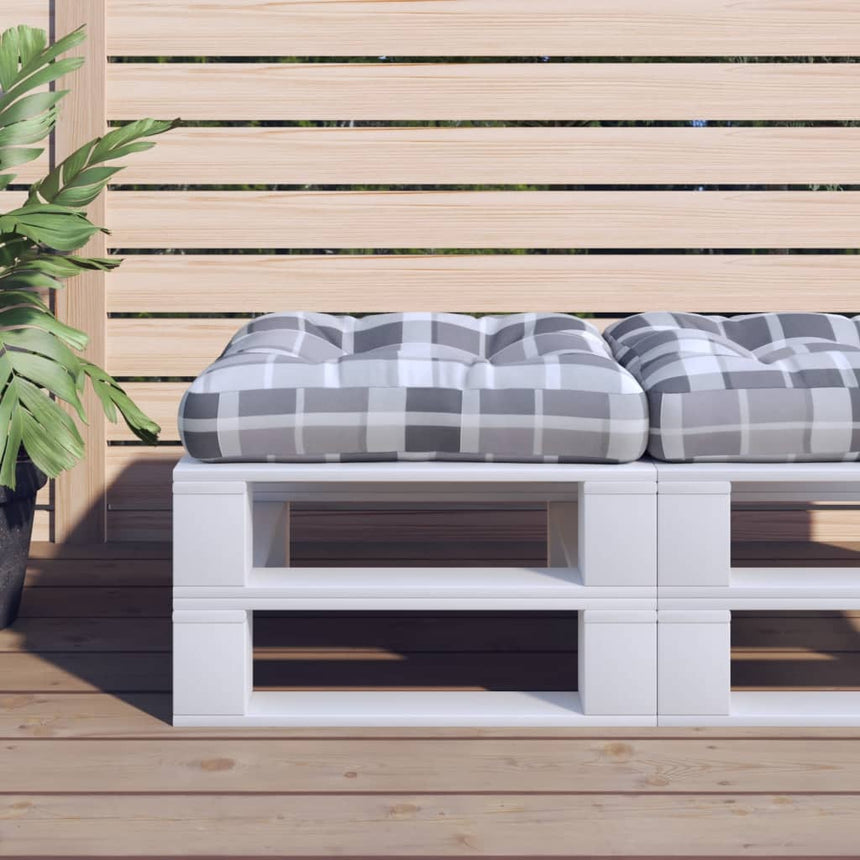 Palletkussen Stof Ruitpatroon Grijs Grijs Ruitpatroon