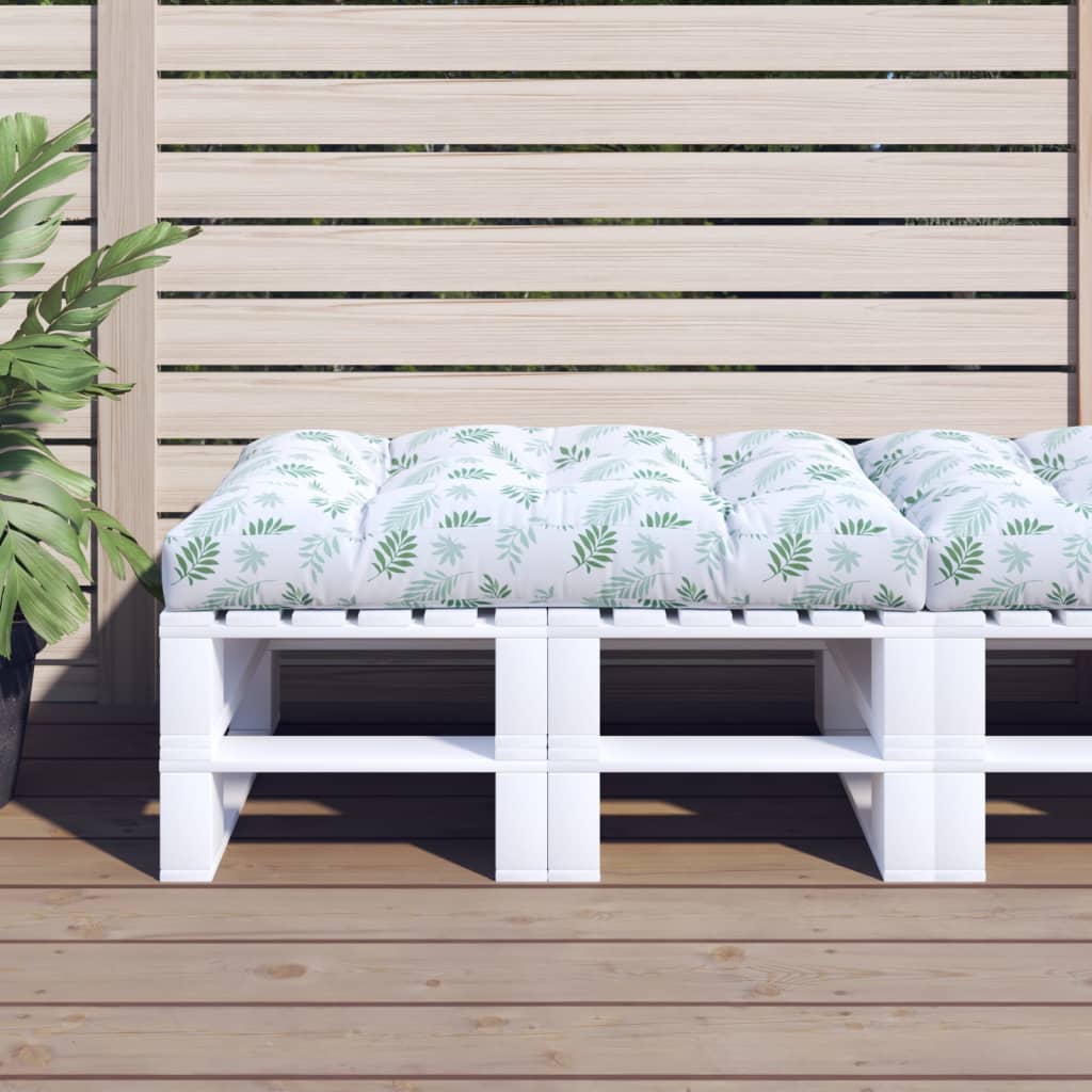 Palletkussen Bladpatroon Stof Wit En Groen