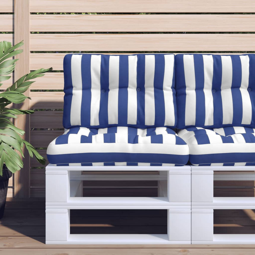 Palletkussens 2 St Stof Gestreept En Blauw En Wit