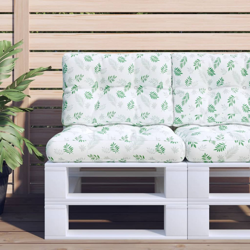 Palletkussens 2 St Stof Bladpatroon Wit En Groen