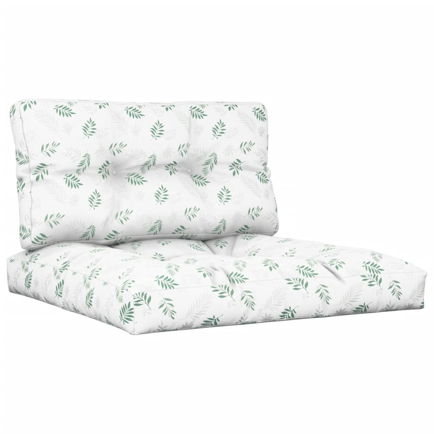 Palletkussens 2 St Stof Bladpatroon Wit En Groen