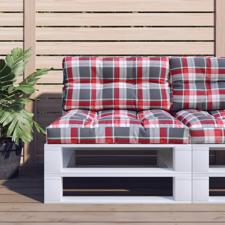 Palletkussens 2 St Stof Ruitpatroon Rood Rood Ruitpatroon