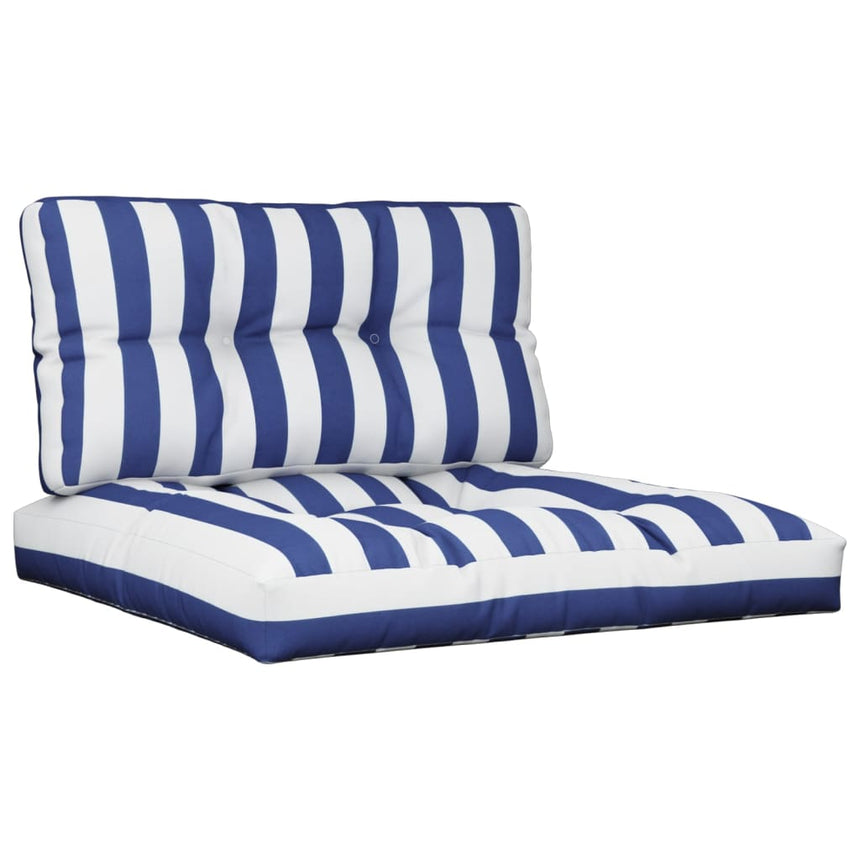 Palletkussens 2 St Stof Gestreept En Blauw En Wit
