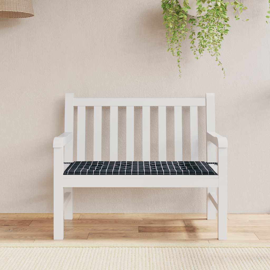 Tuinbankkussen Ruitpatroon 100X50X4 Cm Oxford Stof Zwart Blauw En Wit