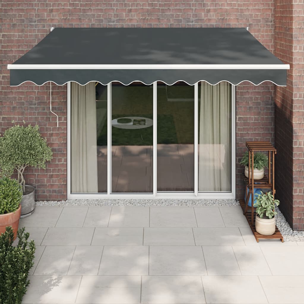 Luifel Uittrekbaar 3X2,5 M Stof En Aluminium Antracietkleurig Antracietkleurig (Wit Frame)
