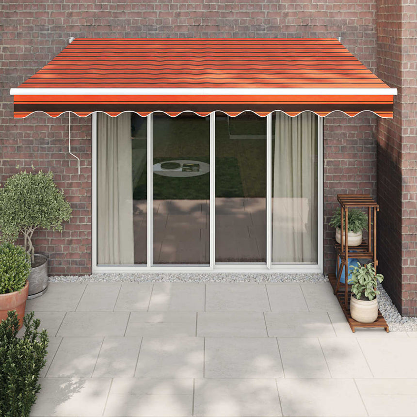 Luifel Uittrekbaar 3,5X2,5 M Stof En Aluminium En Oranje En Bruin (Wit Frame)