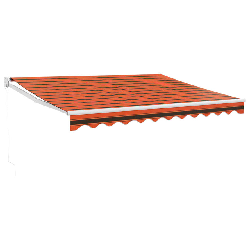 Luifel Uittrekbaar 3,5X2,5 M Stof En Aluminium En Oranje En Bruin (Wit Frame)