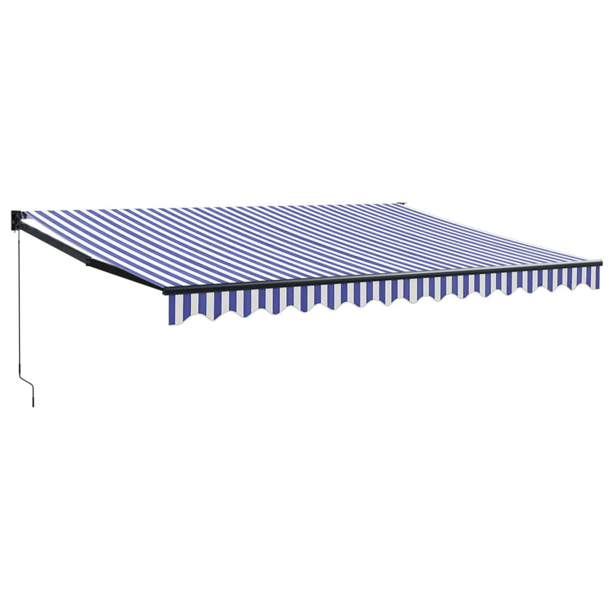 Luifel Uittrekbaar 4,5X3 M Stof En Aluminium En Blauw En Wit (Lijst Antraciet)
