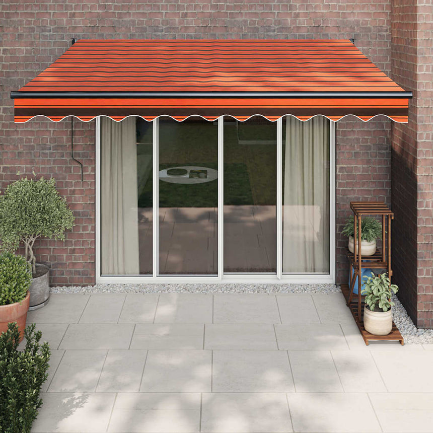 Luifel Uittrekbaar Stof En Aluminium En Oranje En Bruin (Lijst Antraciet)