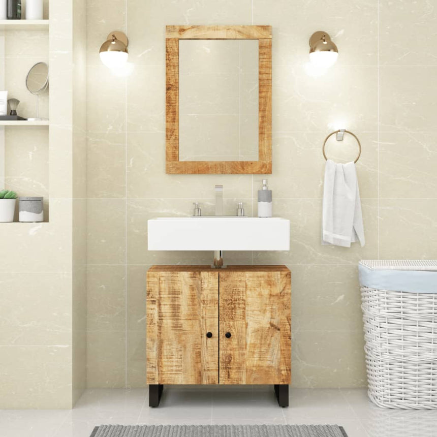 Spiegel 70X50 Cm Massief Mangohout En Glas