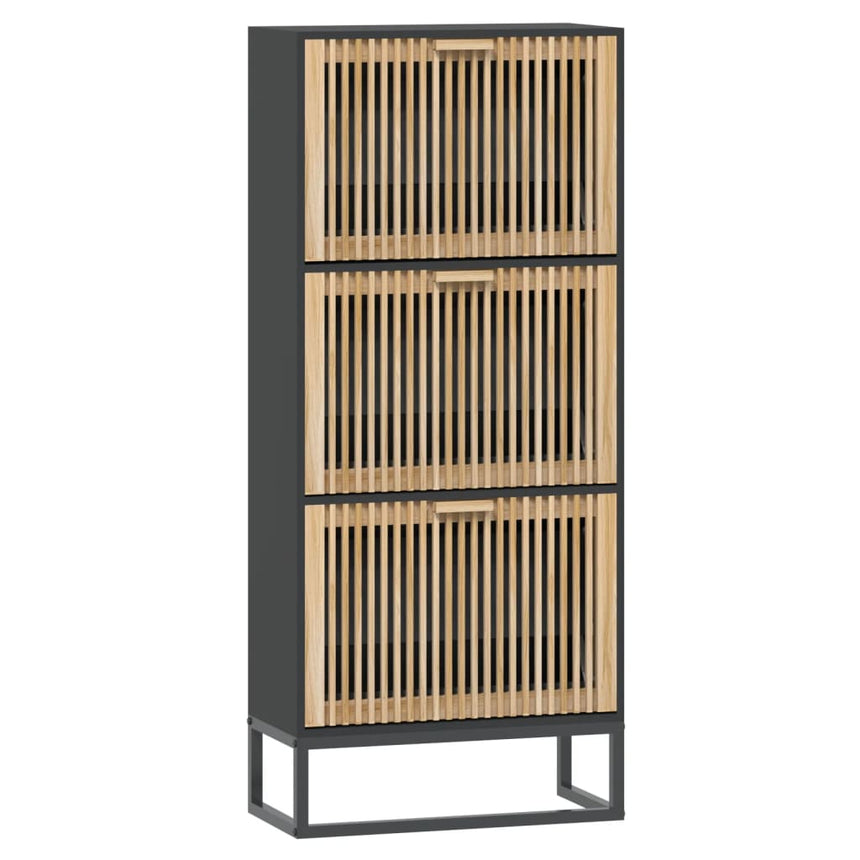 Schoenenkast 52X25X120 Cm Bewerkt Hout Zwart