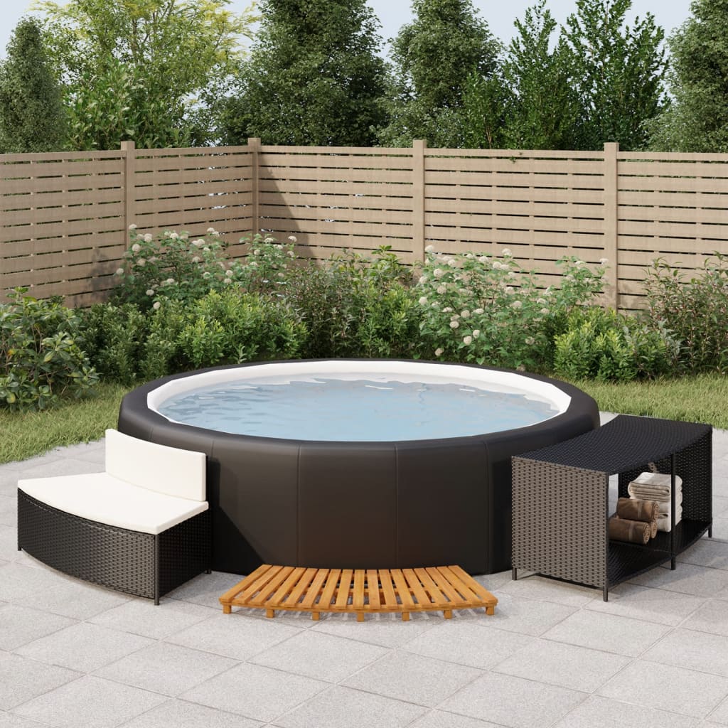Hottub-Ombouw Poly Rattan En Massief Acaciahout