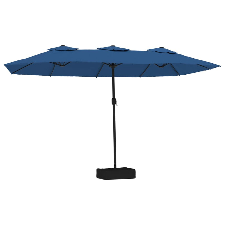Parasol Dubbel Dak Met Led 449X265 Cm Azuur