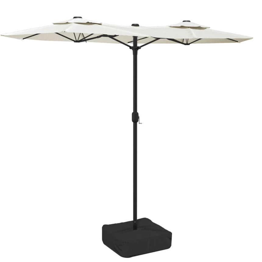 Parasol Dubbel Dak Met Led 316X145 Cm Zand