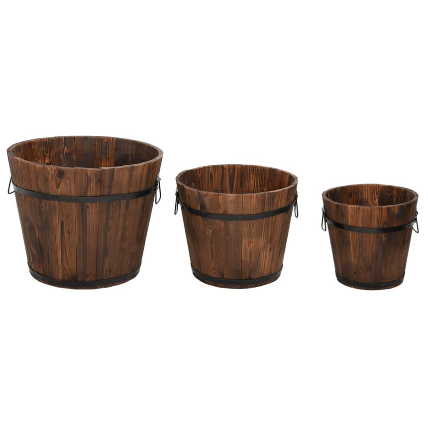 Plantenbakset Houten Emmer 3-Delig Massief Vurenhout