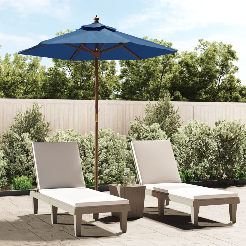 Parasol Met Houten Paal 196X231 Cm Azuur