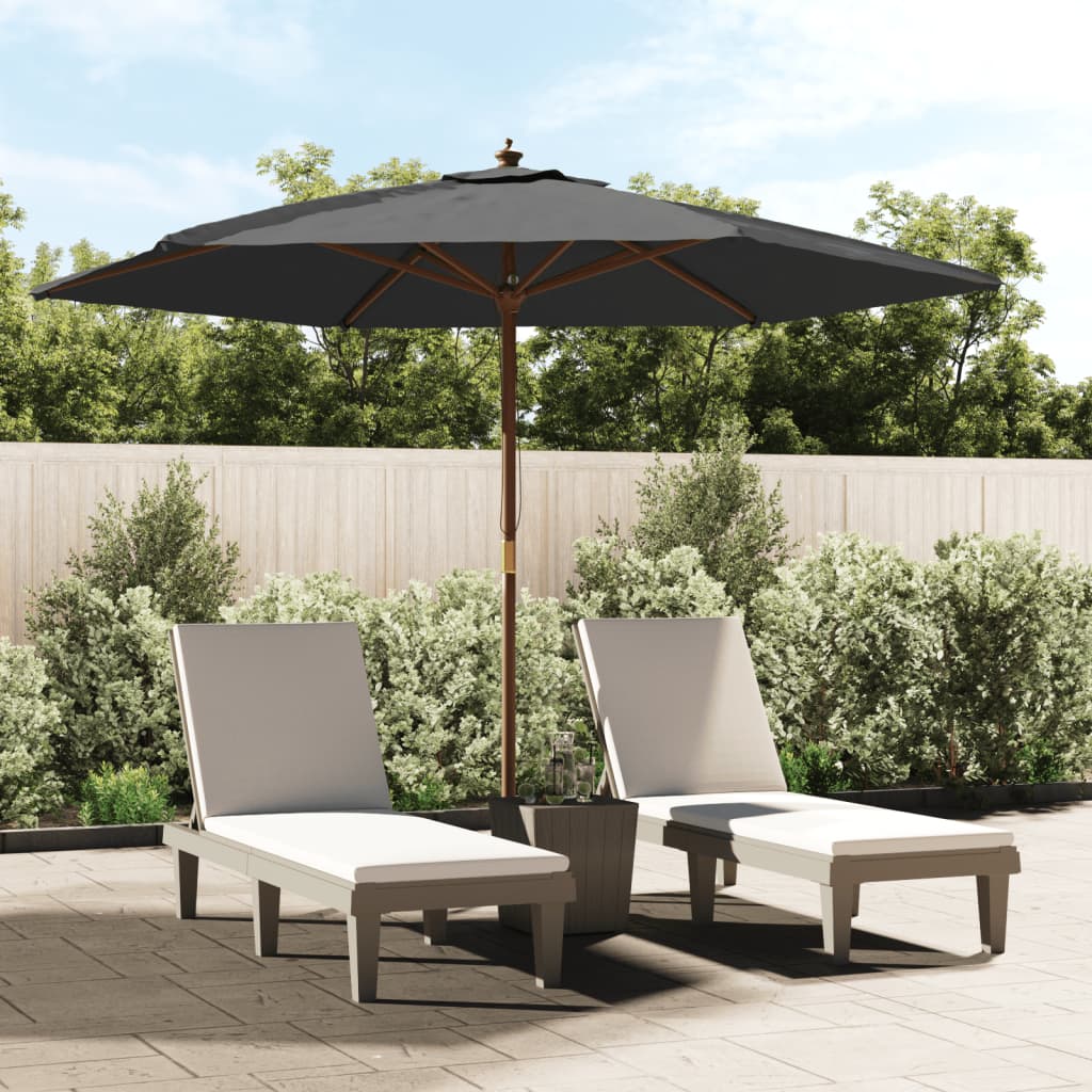 Parasol Met Houten Paal 299X240 Cm Kleurig