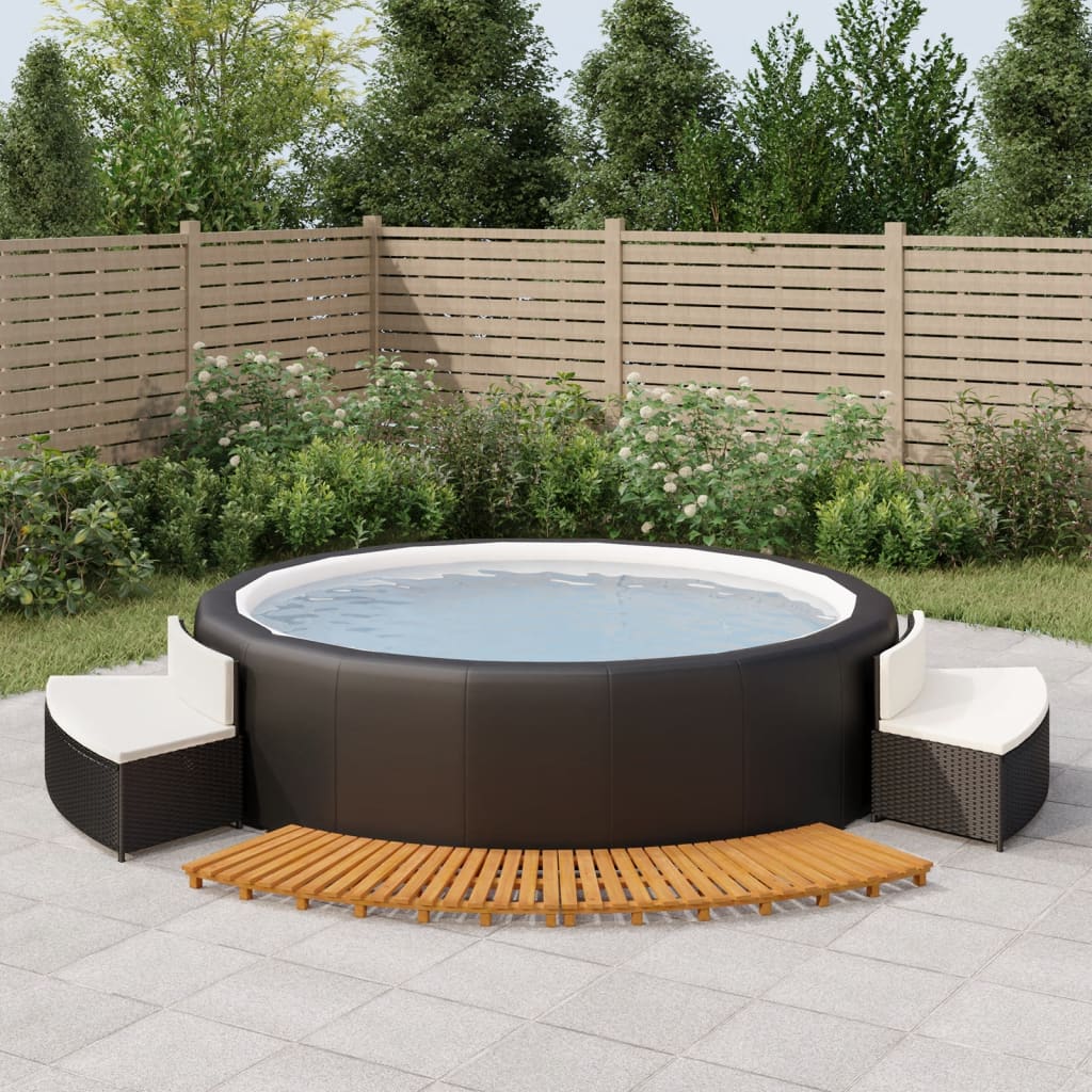 Hottub-Ombouw Poly Rattan En Massief Acaciahout