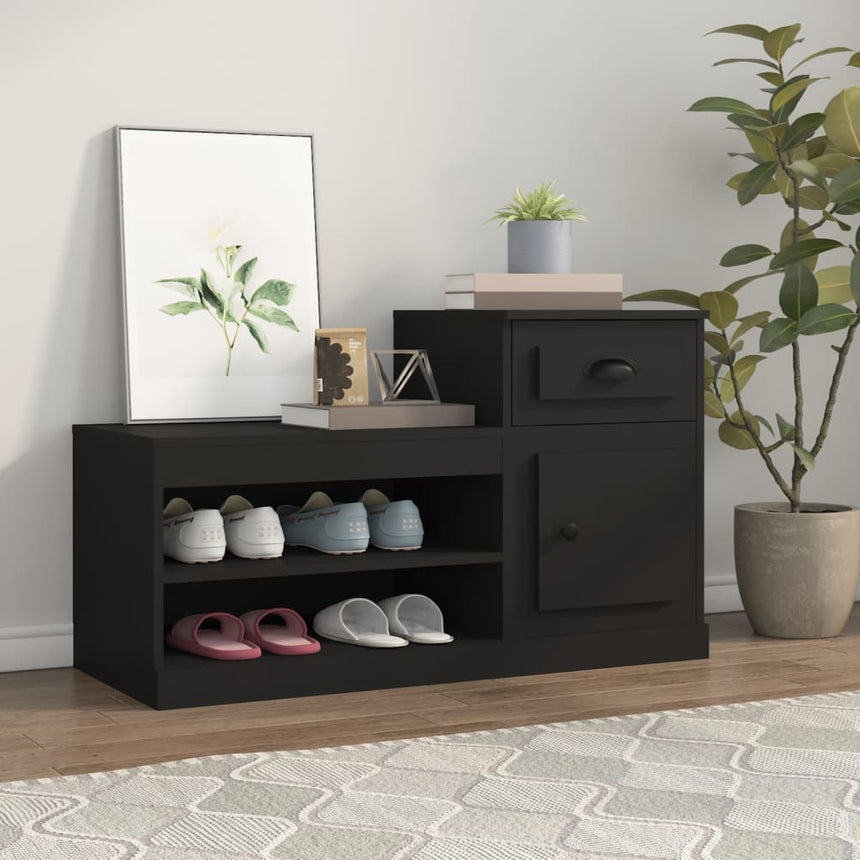 Schoenenkast 100X42X60 Cm Bewerkt Hout Zwart
