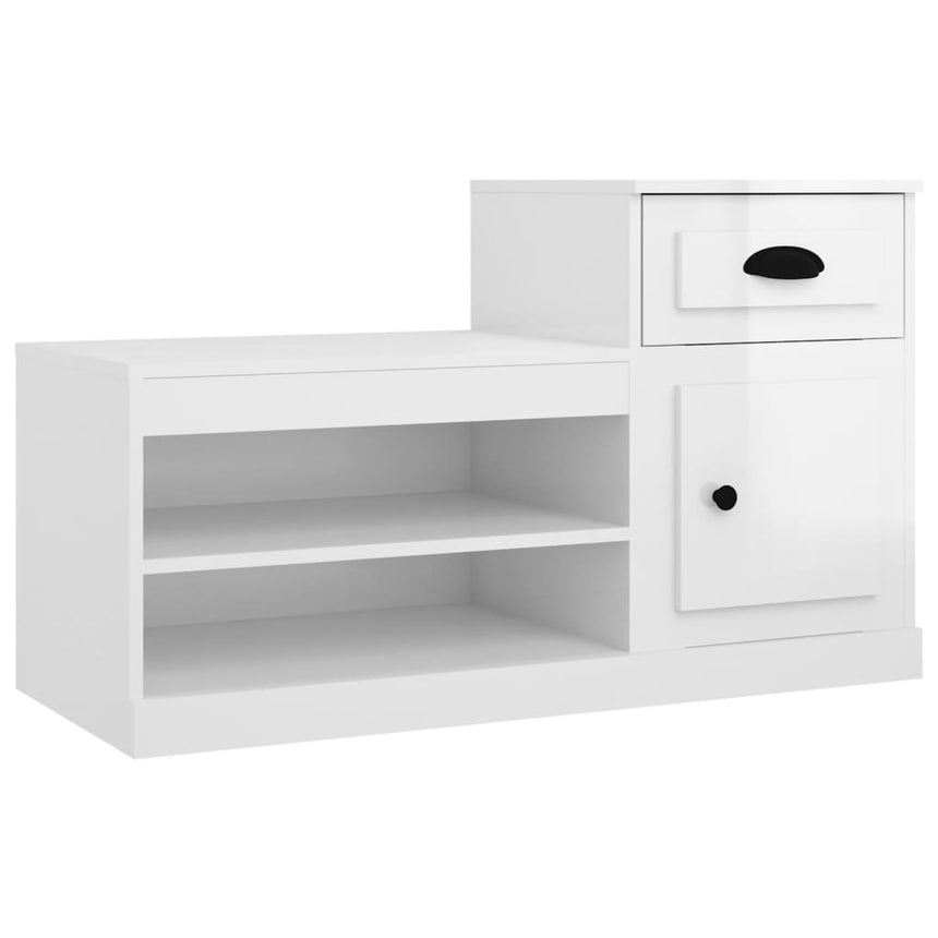Schoenenkast 100X42X60 Cm Bewerkt Hout Hoogglans Wit
