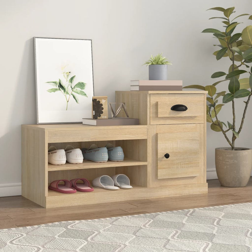 Schoenenkast 100X42X60 Cm Bewerkt Hout Kleurig Sonoma Eiken