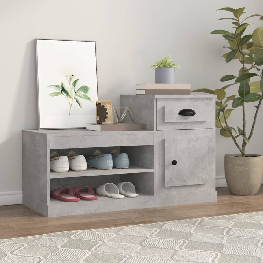 Schoenenkast 100X42X60 Cm Bewerkt Hout Betongrijs