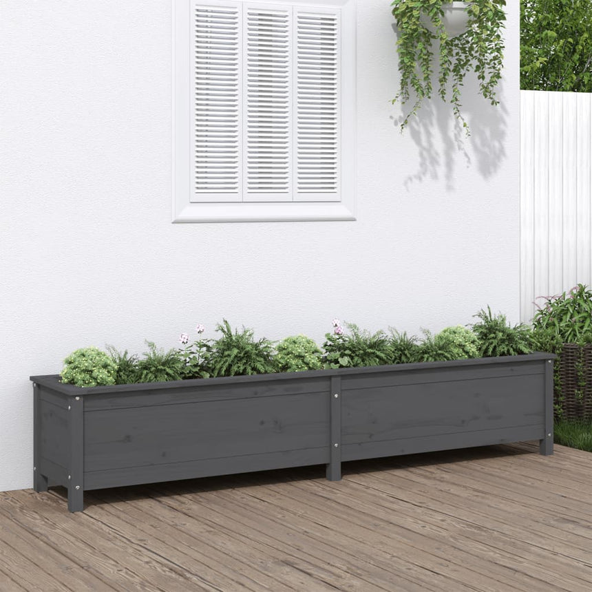 Plantenbak Verhoogd 199,5X40X39 Cm Massief Grenenhout Grijs