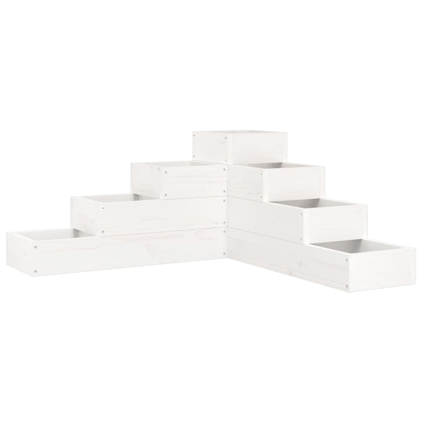 Plantenbak 4-Laags 80,5X79X36 Cm Massief Grenenhout Wit