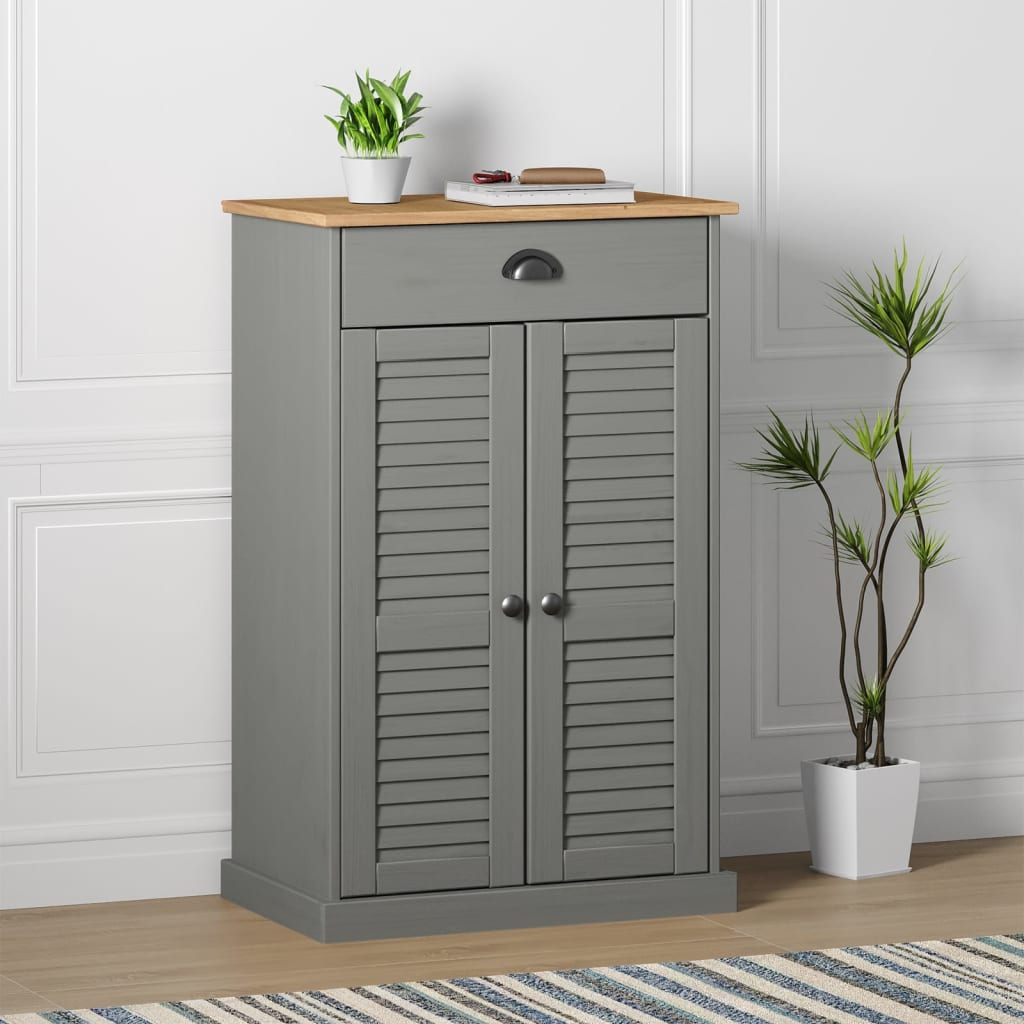 Schoenenkast Vigo 60X35X96 Cm Massief Grenenhout Grijs