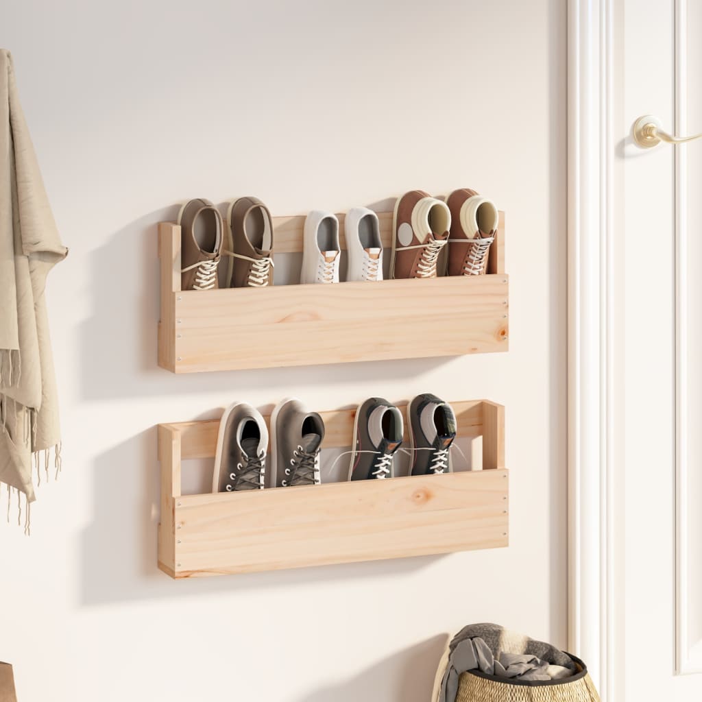 Wandschoenenrekken 59X9X23 Cm Massief Grenenhout Naturel
