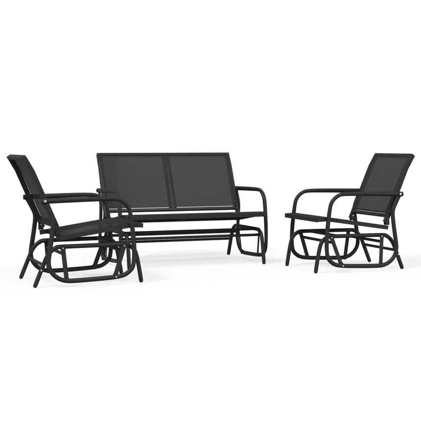 3-Delige Loungeset Schommel Aluminium Textileen