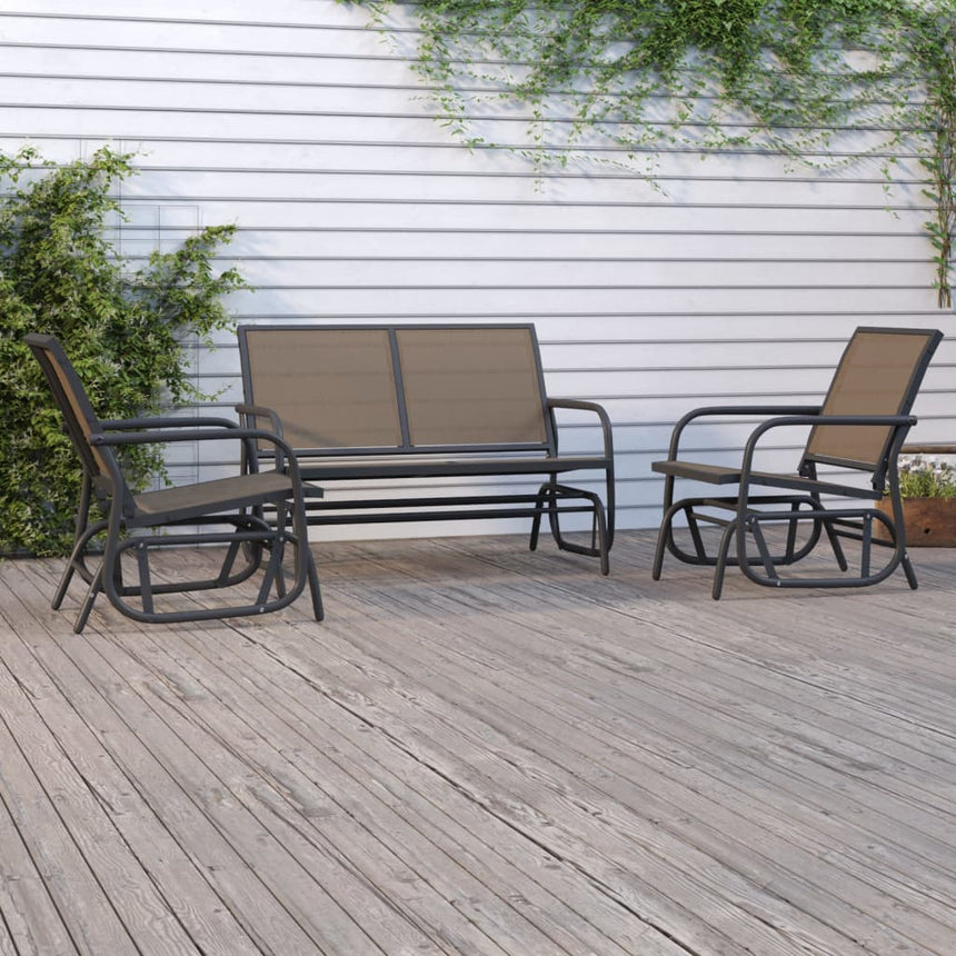 3-Delige Loungeset Schommel Aluminium Textileen