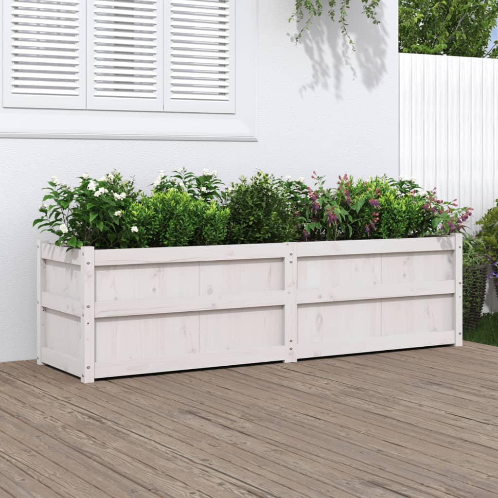 Plantenbak 180X50X50 Cm Massief Grenenhout Wit