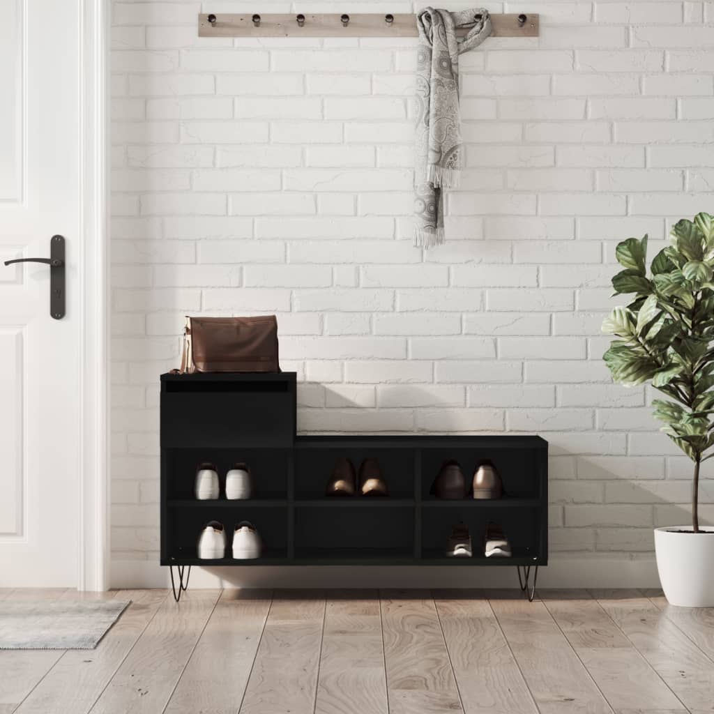 Schoenenkast 102X36X60 Cm Bewerkt Hout Zwart