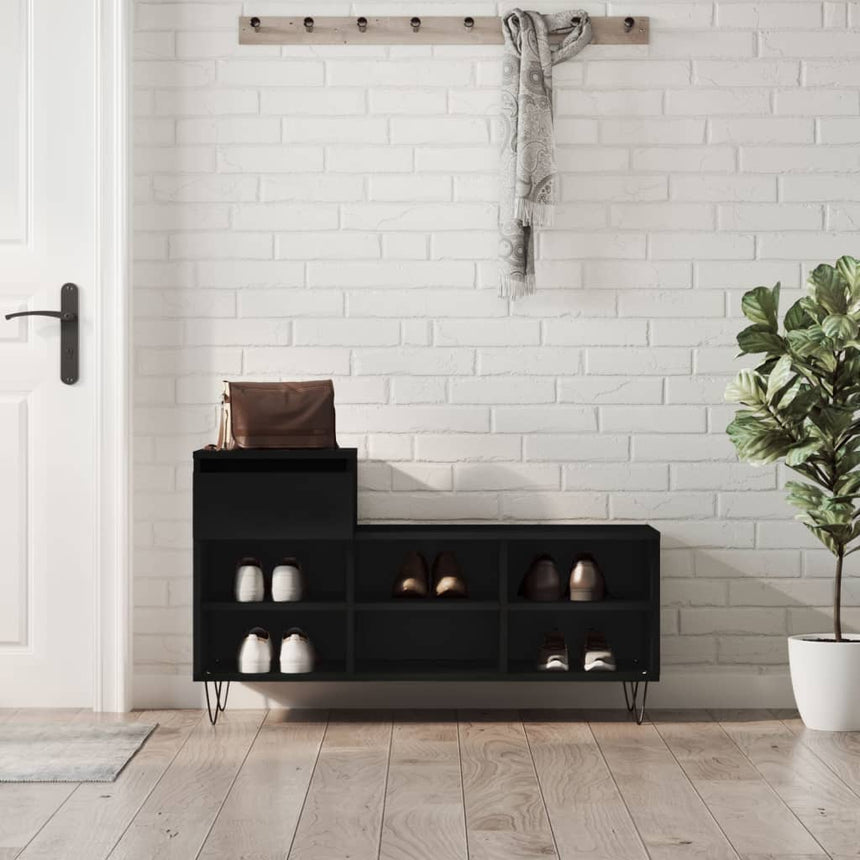 Schoenenkast 102X36X60 Cm Bewerkt Hout Zwart