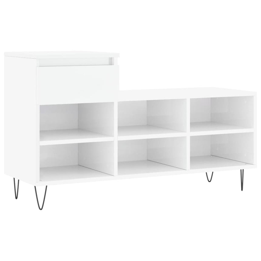 Schoenenkast 102X36X60 Cm Bewerkt Hout Hoogglans Wit